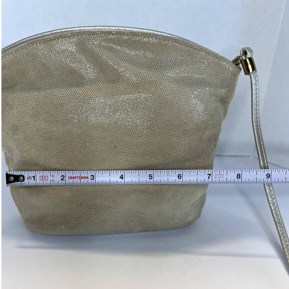 Valerie's Handbag, Tan shimmer Leather crossbody bag, zipper - Picture 5 of 9